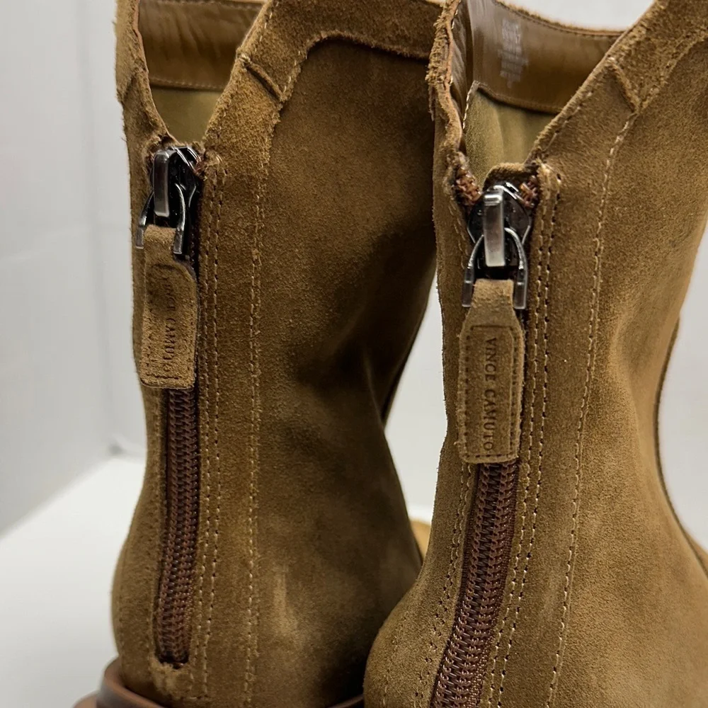 Vince Camuto Kortimy Heeled Ankle Boots Suede Booties Shoes Brown New 6.5 Wide